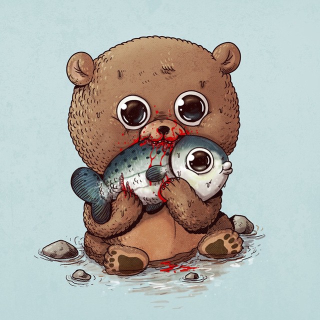 Alex-Solis-Adorable-and-Morbid-Illustrations-Of-Predators-1